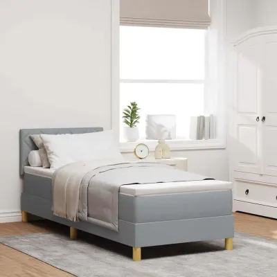 vidaXL Pat cu arcuri cu pernă Manual Gri deschis 80 x 200 cm țesătură