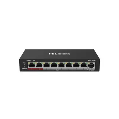 Switch PoE cu 8 porturi HikVision HiLook NS-0109P-60(B), 10/100 Mbps, 1.8 Gbps, 1.339 Mpps, MAC 2K, fara management