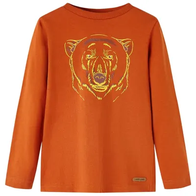 Tricou pentru copii cu mâneci lungi, ruginiu deschis, 104