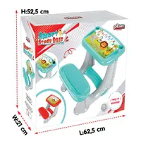 Masuta pupitru pentru studiu si desen Pilsan Smart Study Desk Green cu bancuta si suport picioare,realizat din plastic rezistent,margini rotunjite