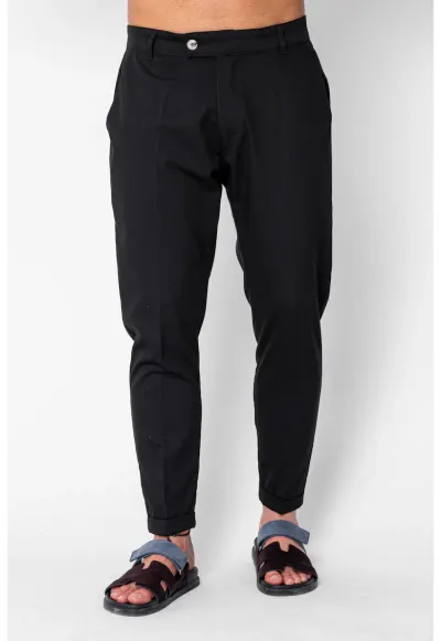Pantaloni lung cu tiv intors Black 22040 - Negru