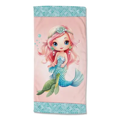 Prosop de plajă albastru/roz din catifea pentru copii 75x150 cm Alisse – Good Morning