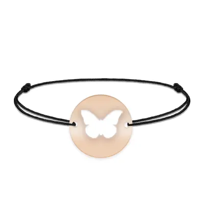 Lolo - Bratara personalizata snur cu fluturas decupat din argint 925 placat cu aur roz