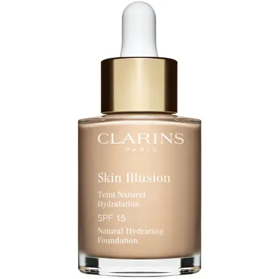 Clarins Skin Illusion Natural Hydrating Foundation makeup radiant cu hidratare SPF 15 culoare 105N Nude 30 ml