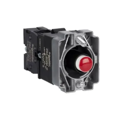 Bloc luminos cu corp si element de fixare, Easy Harmony XB2, metal, rosu, bulb 24V DC LED, 220V AC, 1NO