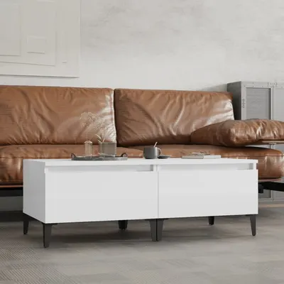 vidaXL Mese laterale 2 buc. alb extralucios 50x46x35 cm lemn compozit