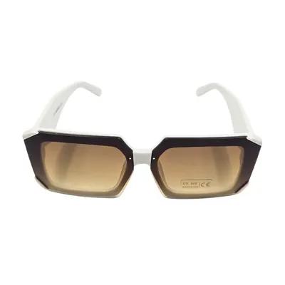 Ochelari de soare, damă, Tiara, ramă alb-crem cu maro degradé, formă pătrată, lentile maro fumurii, protecție UV 400