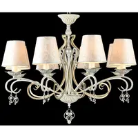 Candelabru Elegant Monile,8 becuri dulie E14, 230V,D.76cm, H.59 cm,Alb-auriu