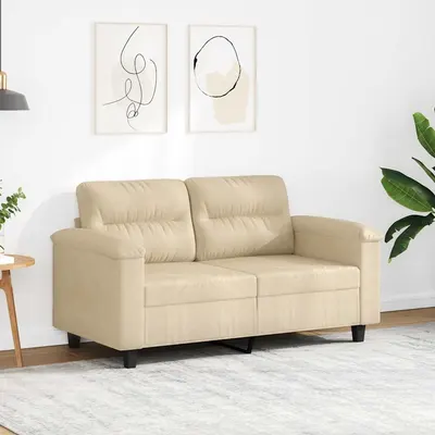 vidaXL Canapea cu 2 locuri, crem, 120 cm, țesătură microfibră