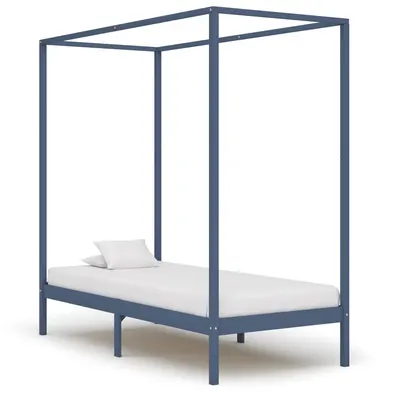 Gossi cadru pat cu baldachin, gri, 90x200 cm, lemn masiv de pin