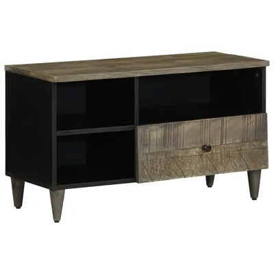 Gossi dulap tv, negru, 80x33x46 cm, lemn masiv de mango