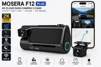Camera auto DVR 4G MOSERA F12 PLUS, 3 camere, 2K + Full HD, Sony IMX415, GPS Tracking, WiFi 6, Night Vision IR, Cloud Live View, monitorizare parcare,
