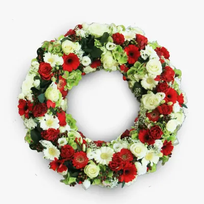 Coroana funerara cu gerbera si hortensie
