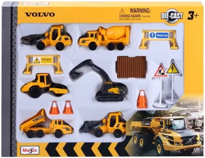 Set de utilaje de construcții Maisto - Volvo, 6 buc., 1:64