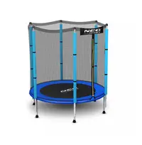 Trambulina de gradina pentru copii 140 cm 4.5ft Neo-Sport Albastru, Plasa exterioara, Stalpi metalici cu protectie din burete, Intrare cu fermoar si catarama, Covoras impermeabil flexibil