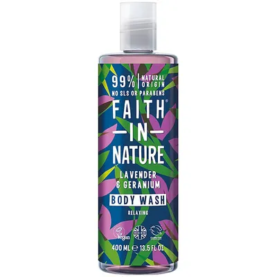 Gel de dus natural relaxant cu lavanda si muscata, 400ml, Faith in Nature