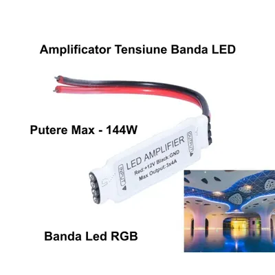 Mini-Amplificator LED RGB 12V cu Fire Engros