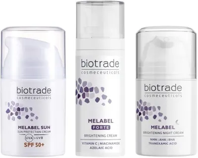 Biotrade Melabel Set - Cremă de albire Forte, De noapte și Protecție solară, SPF50, 30 + 2 x 50 ml