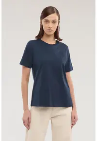 Tricou cu decolteu la baza gatului si logo pe piept - Albastru oceanic