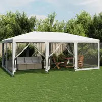 Gossi cort de petrecere cu 10 pereti din plasa, alb, 6x4 m, hdpe