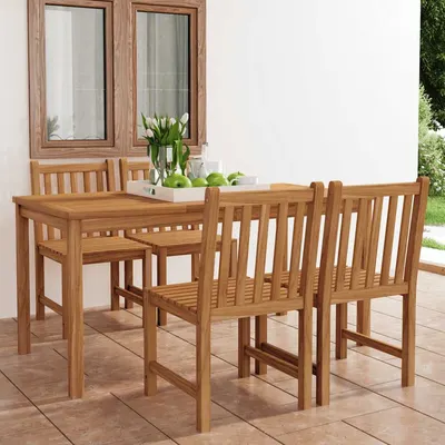 vidaXL Set de mobilier de grădină cu 5 piese, 160x80 cm, lemn masiv de tec