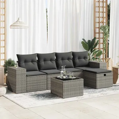 Gossi set mobilier gradina cu perne, 6 piese, gri, poliratan