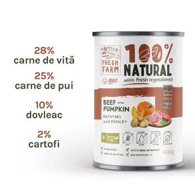 Fresh Farm Coarse pate with beef, pumpkin, potatoes and parsley 400 gr