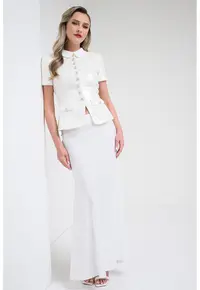 Bluza cu maneci scurte - Alb murdar