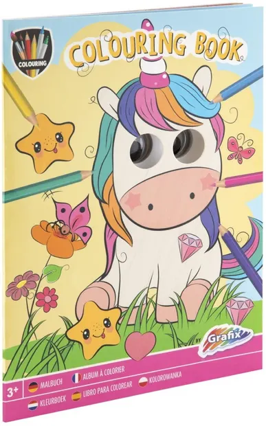 Carte de colorat Grafix Colouring - unicorn, A4, 24 coli