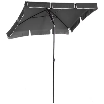 Outsunny Umbrelă de Grădină Înclinabilă cu Margini Ondulate și 4 Brațe din Aluminiu, 198x130x245 cm, Gri Închis | Aosom Romania
