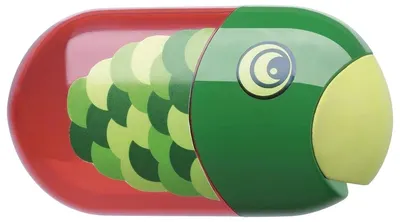 Ascuțitoare dublă Faber-Castell - Pește, cu rezervor și radieră
