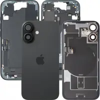 Capac Baterie Apple iPhone 16, Cu Carcasa Mijloc, Full Parts, Negru, Swap
