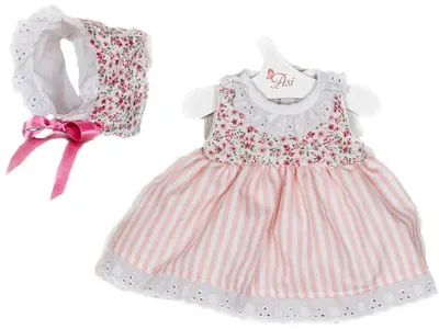 Haine pentru păpuși Asi Dolls - Maria, rochie și pălărie cu flori, 43 cm