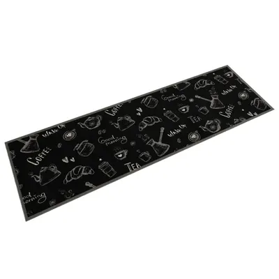 vidaXL Covor de bucătărie lavabil Morning, negru, 45x150 cm, catifea