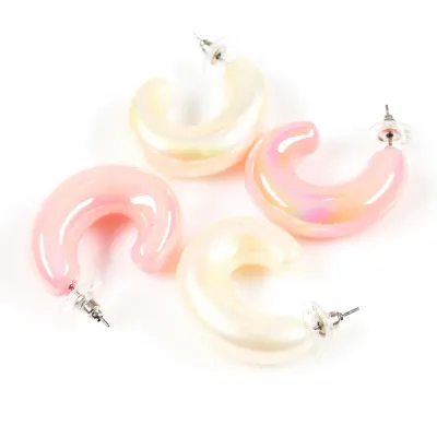 Set 2 perechi de cercei hoop in nuante pastel
