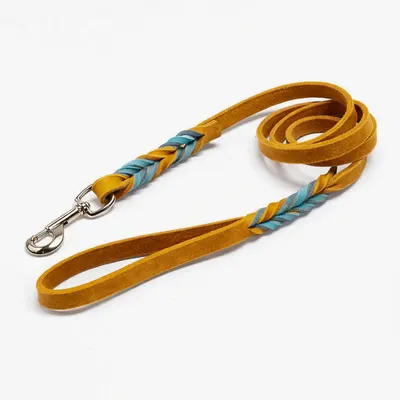 Lesa din piele BICOLORA - bej/turcoaz - 110 cm
