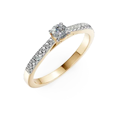 Inel de logodna din aur galben cu diamant de 0.112ct si diamante de 0.148ct