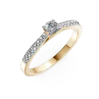 Inel de logodna din aur galben cu diamant de 0.112ct si diamante de 0.148ct