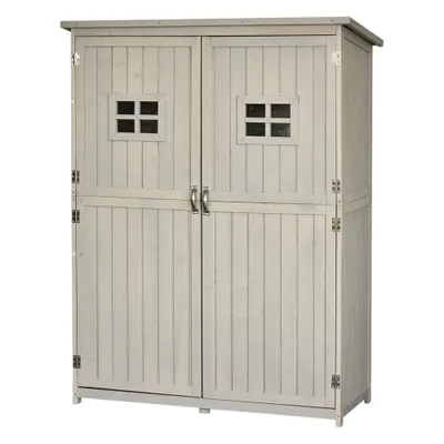 Sopron de Gradina din Lemn de Brad Outsunny cu Usa Dubla, Magazie Scule, 127,5x50x164cm | Aosom Romania