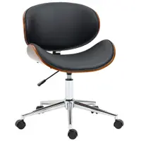 Vinsetto Scaun de birou design vintage înălțime reglabilă pivotant 360° lemn de plop înveliș sintetic 53 x 53 x 77-87 cm | Aosom Romania
