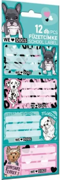 Etichete școlare Lizzy Card We Love Dogs - 12 buc