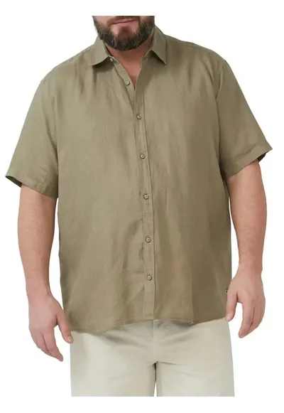 Big Sizes Camasa din 100% in - barbati big sizes - Regular fit - Verde masliniu