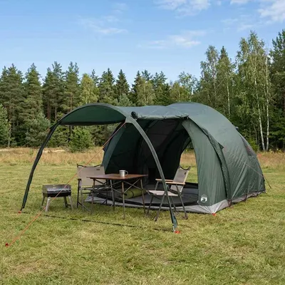 vidaXL Cort tunel 370 x 275 x 210 cm Verde Army Poliester și oțel