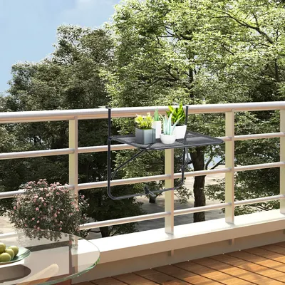 Gossi masa de balcon, negru, 60x40 cm, otel