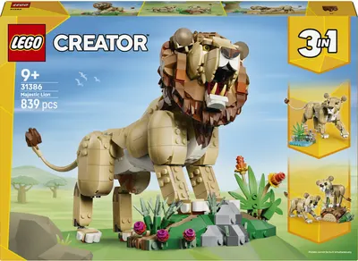Constructor LEGO Creator 3 în 1 - Animale sălbatice: Leu maiestuos (31386)