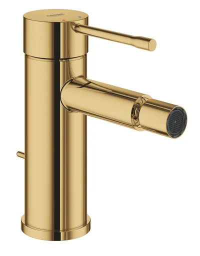 Baterie bideu Grohe Essence 24178GL1, 3/8'', Marimea S, Aerator, Cartus ceramic, Ventil cu tija, Lucios, Cool sunrise