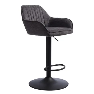 Scaun de bar gri închis cu înălțime ajustabilă/cu cotiere tapițat (înălțime șezut 65 cm) Nolan – Unique Furniture