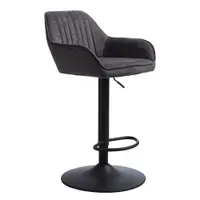 Scaun de bar gri închis cu înălțime ajustabilă/cu cotiere tapițat (înălțime șezut 65 cm) Nolan – Unique Furniture