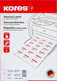Etichete autoadezive Kores - A4, 100 foi, 210 x 297 mm