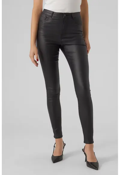 Pantaloni skinny de piele ecologica - Negru